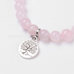 Естественно розовый кварц стрейч браслеты&nbsp;X-BJEW-JB03771-04