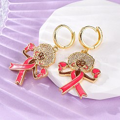 Серьги-кольца из латуни с прозрачным фианитом EJEW-Q042-03A-G