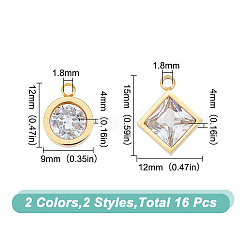 16 шт. 4 подвески из нержавеющей стали 304 со стразами STAS-UN0055-94