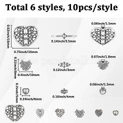 60шт 6 стиля бусины из сплава в тибетском стиле&nbsp;TIBE-SC0002-44