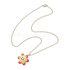 Женское ожерелье-цепочка из непрозрачного акрила и стеклянных бусин в виде улыбающегося лица NJEW-MZ00133