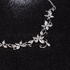 Комплекты серег и ожерелий из латуни с микропаве из прозрачных кубических цирконий FS-WG00B63-01