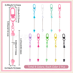 18 шт. 9-цветные литые застежки для брелока с бусинами&nbsp;FIND-SC0017-23