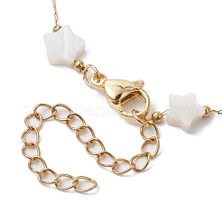 Цепочка-скрепка из нержавеющей стали 316 и ожерелье из натуральных белых ракушек&nbsp;NJEW-JN05034