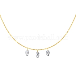 Прозрачный кубический цирконий 3 овальный кулон 925 серебряных цепочных ожерелья для женщин NJEW-S457-07G