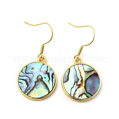 Латунные серьги с подвесками из натуральной ракушки пауа EJEW-M060-19E-G