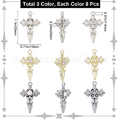 24шт 3 цвета сплав с подвесками со стразами FIND-SP0001-91