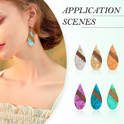 12шт 6 цвета прозрачной смолы и орехового дерева большие подвески&nbsp;WOOD-TA0002-48