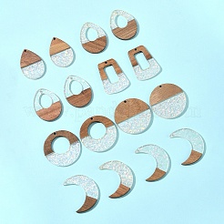 16 шт. 8 подвески из эпоксидной смолы и орехового дерева&nbsp;RESI-FS0001-87