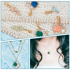 Маркеры петель для подвесок в виде русалки/ракушки на тему океана HJEW-AB00417