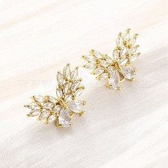 Латунь микро проложить кубические серьги из циркония EJEW-F373-04G