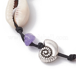 4 шт. плетеные браслеты из бусин из натуральных и синтетических драгоценных камней и ракушек каури BJEW-JB11834