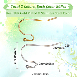 160 шт. 2 крючка для сережек из хирургической нержавеющей стали 316 STAS-SC0005-38