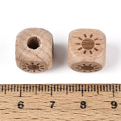 Европейские бусины из буковой древесины с лазерной гравировкой&nbsp;WOOD-T033-08A