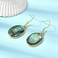 Латунные серьги с подвесками из натуральной ракушки пауа EJEW-M060-19C-G