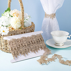 5 ярд ленты из металлической пряжи с цветочной кружевной отделкой SRIB-HY0001-07B