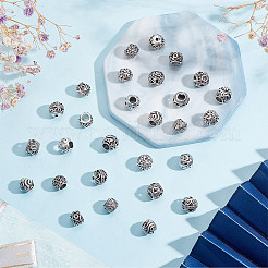 60 шт. 12 стиля полые бусины из сплава в тибетском стиле европейские TIBEB-GO0001-04