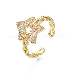 Открытое кольцо-манжета с кубическим цирконием и пентаграммой RJEW-N035-109