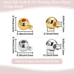 40 шт. 2 цвета латунные обжимные бусины&nbsp;KK-BBC0023-34