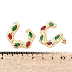 Серьги-гвоздики из нержавеющей стали 304 со стеклянными вставками&nbsp;EJEW-M070-17G-01