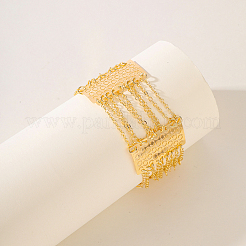 Браслеты из полых латунных плоских круглых звеньев для женщин&nbsp;ZY6006