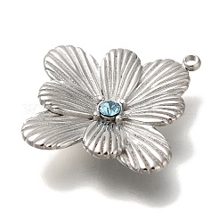 Подвески из нержавеющей стали 304 с аквамариновыми стразами&nbsp;STAS-P371-058P