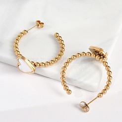 Вакуумное покрытие 304 нержавеющая сталь серьги-гвоздики в форме сердца для женщин EJEW-R002-03G