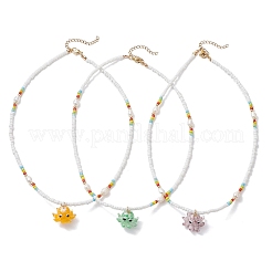 Женские ожерелья из стеклянных бусин с подвеской в виде осьминога ручной работы NJEW-TA00217