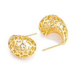 Полые серьги-капли из латуни с покрытием стойки&nbsp;EJEW-S219-03G