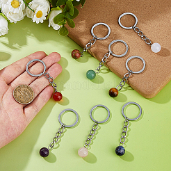8шт. брелки из натурального смешанного камня KEYC-FH00068