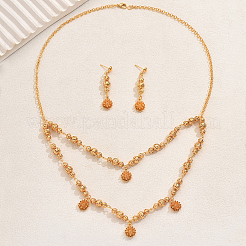 Элегантные серьги-гвоздики из сплава с цветком и подвеска&nbsp;RU8300