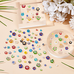 120шт 4 стиля стеклянные бусины миллефиори ручной работы LAMP-ME0001-07