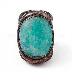 Овальное кольцо-манжета с драгоценным камнем RJEW-D077-14AG