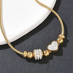 Стразы из полимерной глины в европейском стиле и браслеты из 201 бусины из нержавеющей стали BJEW-G765-01G-01