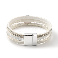 Винтажный кожаный браслет с европейскими и американскими белыми кристаллами ST1113701