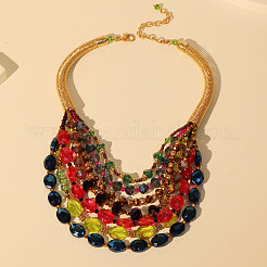 Наборы многослойных ожерелий и висячих сережек из сплавов&nbsp;FS-WGC2698-02