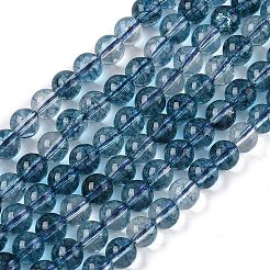 Окрашенная круглые натуральный потрескивание кварц бисер пряди&nbsp;G-K084-6mm-03A