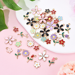 40 шт. 5 стиля случайных цветов эмалевые подвески из сплава&nbsp;ENAM-YW0004-79B