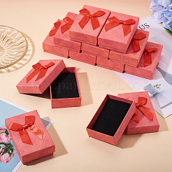 Прямоугольные бумажные подарочные коробки для хранения ювелирных изделий с бантом CON-TAC0014-12D