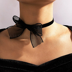 1 шт. колье-чокер из марлевой ткани с бантом для женщин NJEW-CP0001-06B