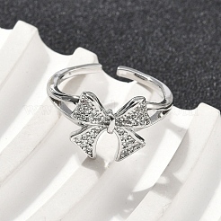 Латунные микро проложить манжеты кольца кубического циркония&nbsp;RJEW-D322-06P