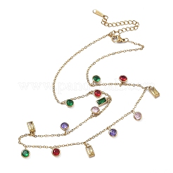 Подвеска-колье из нержавеющей стали 304 с цветными кубическими циркониями&nbsp;NJEW-C114-03G