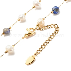 Ожерелье из натуральных драгоценных камней и жемчуга NJEW-JN03894