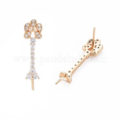 Латунные микро-паве прозрачные серьги-гвоздики из циркония KK-S364-142