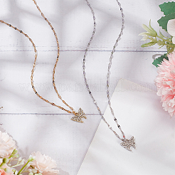 2 шт. 2-цветный комплект ожерелий с подвеской в виде бабочки из кристаллов и страз с цепочками из сплава для женщин NJEW-AN0001-67