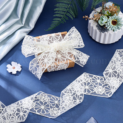 10 ярд полиэстеровой сетчатой цветочной кружевной ленты с вышивкой OCOR-GF0005-41C