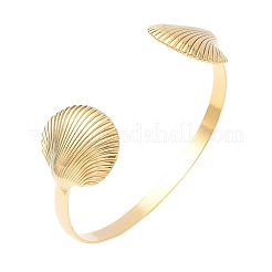 Браслеты-манжеты в форме ракушки из нержавеющей стали 304 для женщин&nbsp;LS-BJEW-S171-01B-G