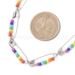 Комплекты из подвесных серег и ожерелий из стеклянных бусин чакра SJEW-JS01364