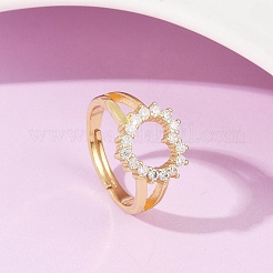 Латунные микро проложить манжеты кольца кубического циркония&nbsp;RJEW-Q030-01A-G
