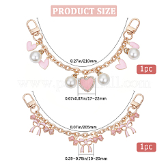 2 шт. 2 стиля розовая цинковая эмаль бант сердце подвеска кабель цепочка кошелек цепи&nbsp;FIND-BBC0004-58